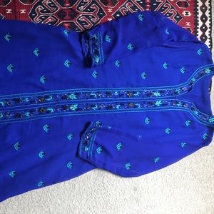Royal blue & Turquoise Kameez Tunic India Pakistan